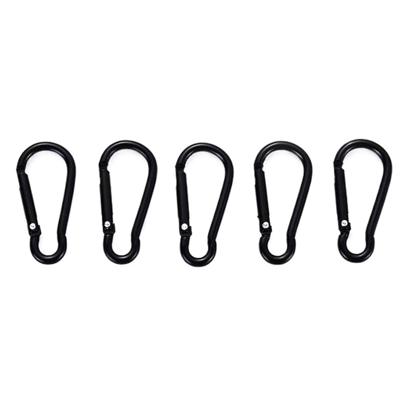 Outdoor carabiner headset accessories aluminum alloy black buckle 46mm all black gourd-type carabiner