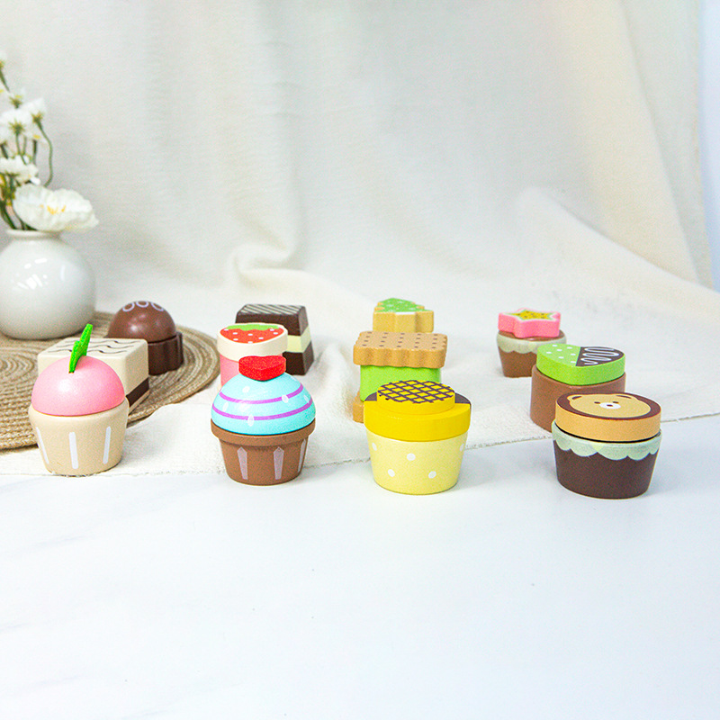 Picture of Children's Wooden Simulation 12 Dessert Play Home suit Kindergarten Cake Afternoon Tea Interactive Educational Toys