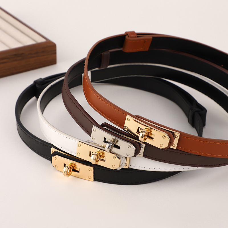 Belt Women's High-End Leather Fashion Belt Versatile Decorative Waist Belt Skirt Suit Belt Lock Buckle H