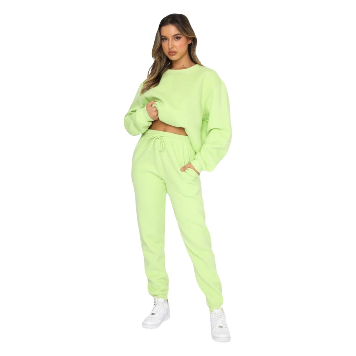 Picture of Cross-border European and American Autumn and Winter Solid Color Round Neck Pullover Trousers Women's Fashion Casual Long Sleeve Sweater Suit New Product