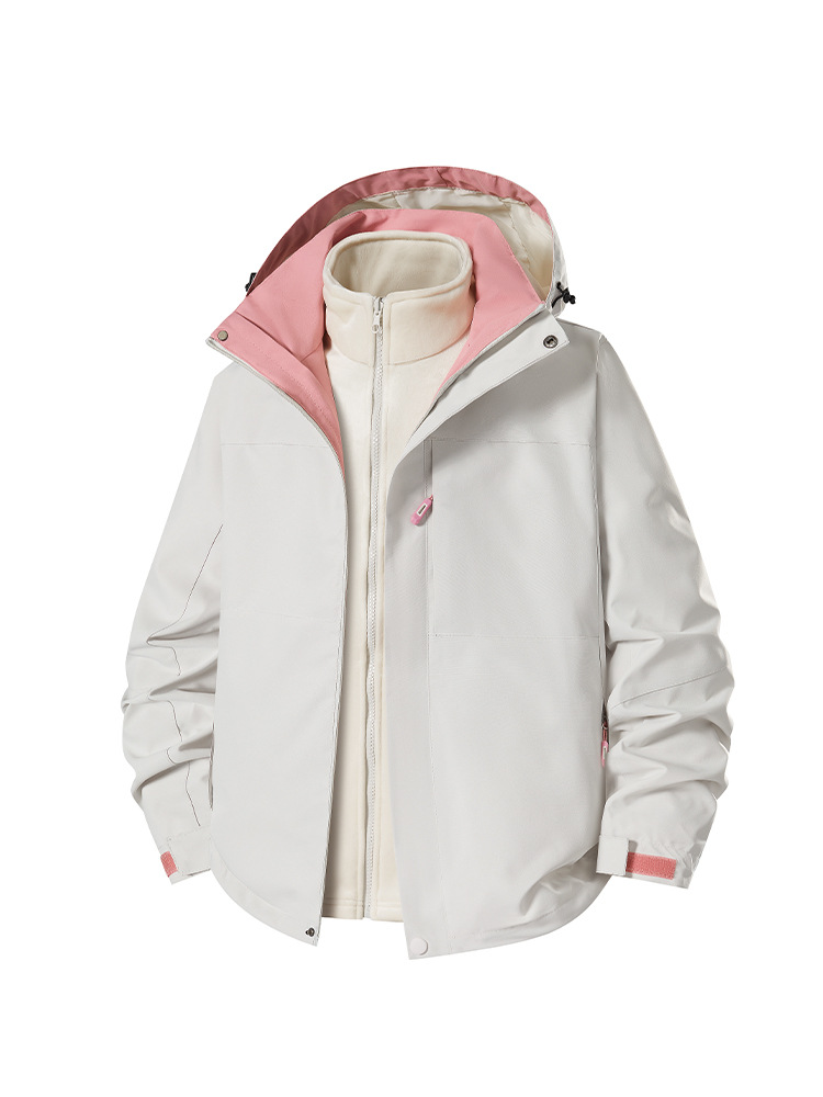 Autumn and Winter Windproof and Waterproof Three-In-One Detachable Water-Repellent Mountaineering Jacket Hooded Jacket for Men and Women Logo Group Purchase