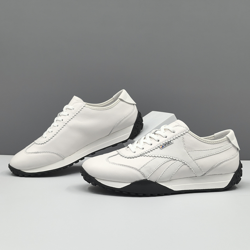 Men's Niche Casual Shoes Genuine Leather Sneakers Men's Fashionable All-Match Shoes Korean-Style Top-Layer Cowhide European Station Men's Shoes