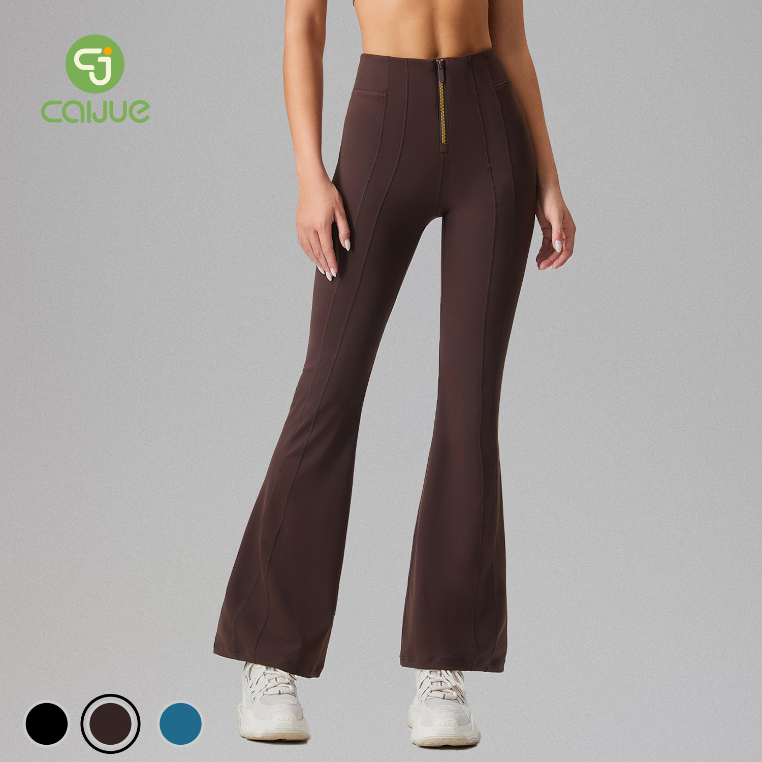 Naked High Waist Belly Tight Zipper Tight Stretch Micro Trousers Women's Hip Lifting Slimming Sports Leisure Fitness Yoga Pants
