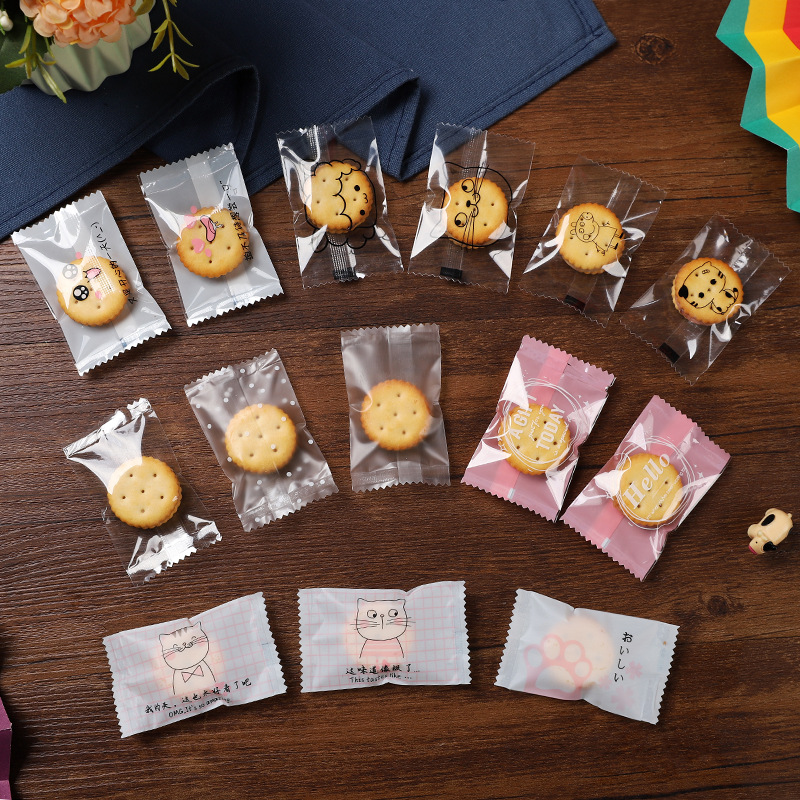 Button biscuit bag 100 snowflake crisp frosted English packaging bag machine sealed baking trumpet Finan snow candy
