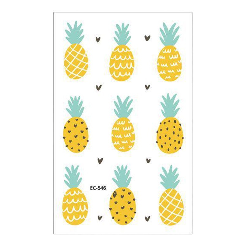 Plant Fruit Cute Children's Tattoo Stickers Colorful Fruits and Vegetables Pineapple Cherry Watermelon Strawberry Cartoon Stickers