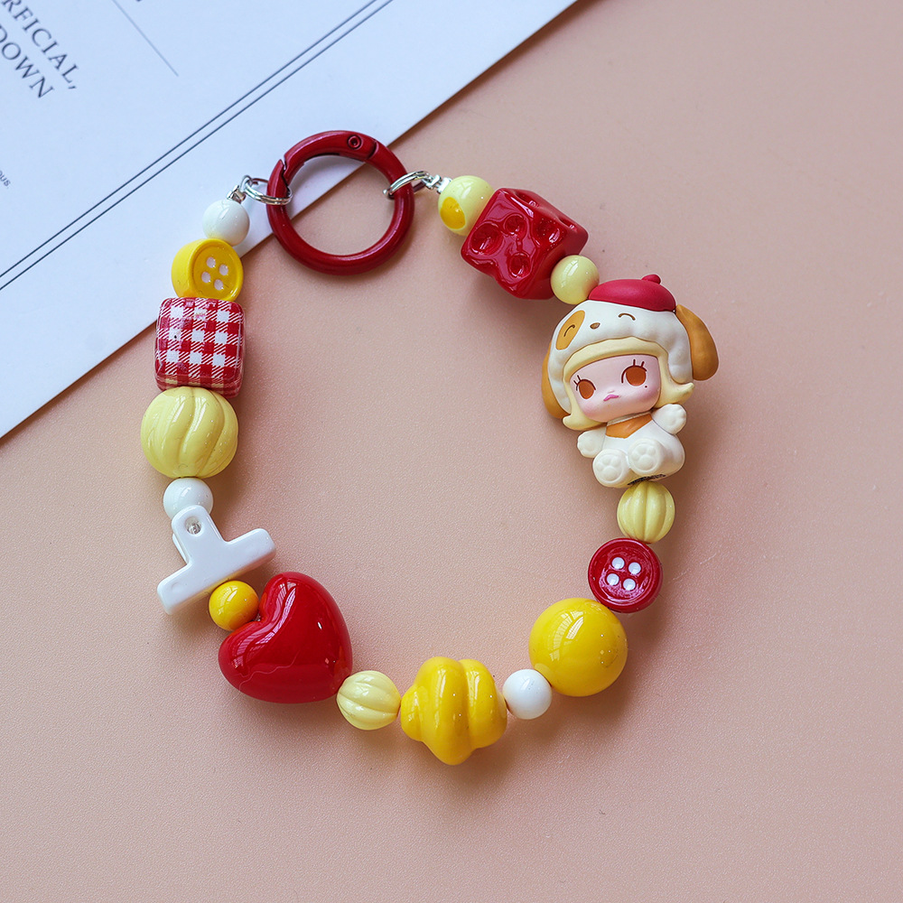 Authentic Bubble Mart Cartoon Handmade Chain Lanyard Cute Pendant Mobile Phone Chain Colorfulful Beaded Bag Pendant for Women