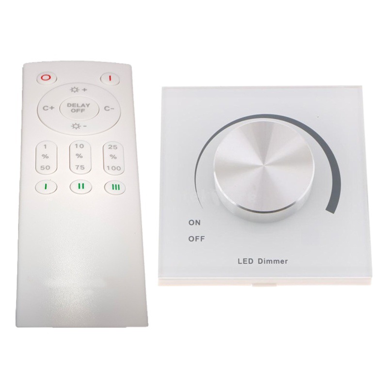 Type 86 0/1-10v PWM 10v certified tempered glass panel knob type black white dimmer