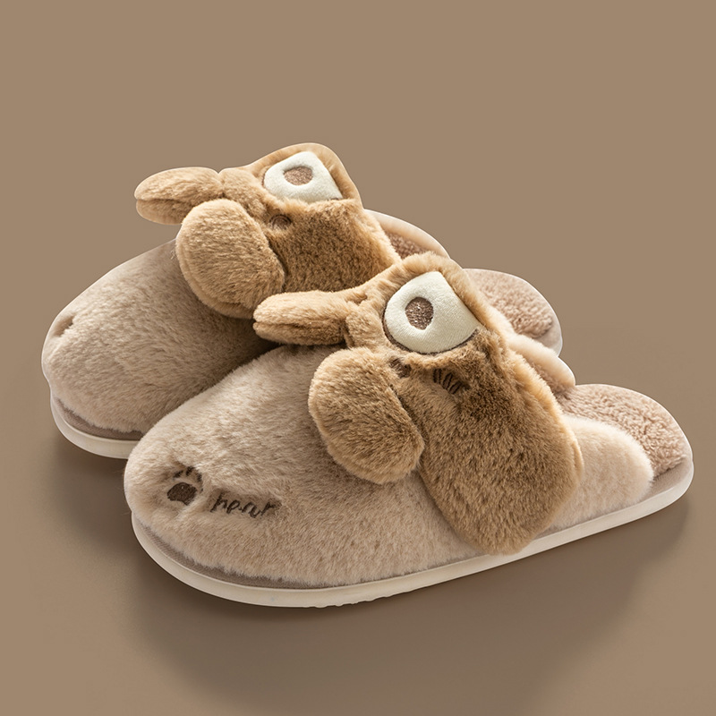 Picture of Rabbit Ear Slippers Women's Winter Indoor Home Non-slip 2024 New Cute Warm Maomao Cotton Slippers Men's Winter