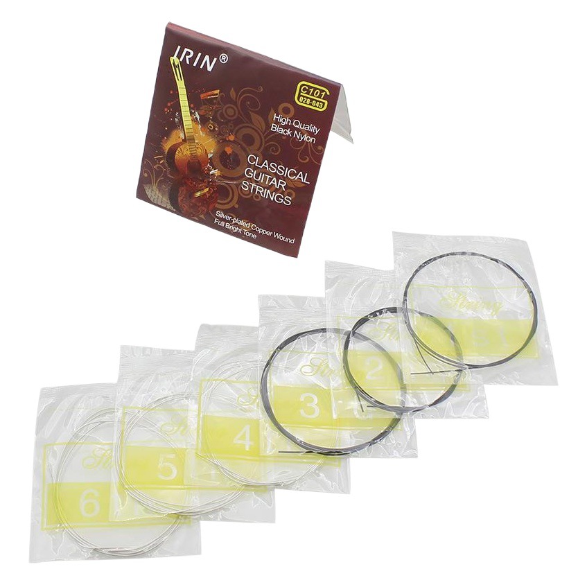 Genuine Irin Classical Guitar Strings C101 Black Nylon Fiber Optic Guitar Strings Set of 6 Acoustic Guitar Strings