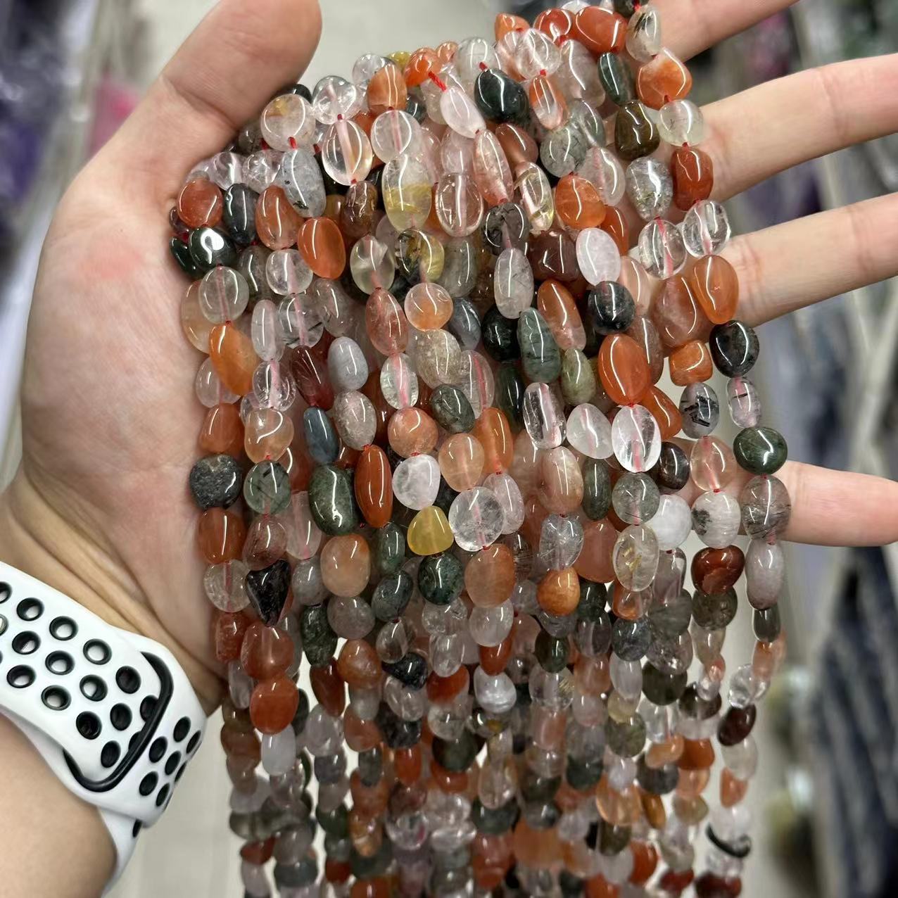 Picture of 8*10mm natural raw stone with loose beads semi-finished beads manufacturers spot wholesale jewelry accessories cross-border foreign trade