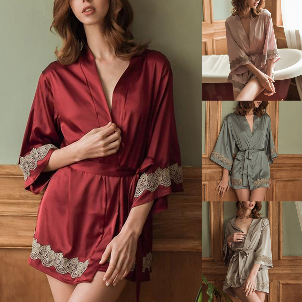 Foreign trade popular nightgown home wear European station sexy new goddess slim-fit silk-like sexy new nightgown