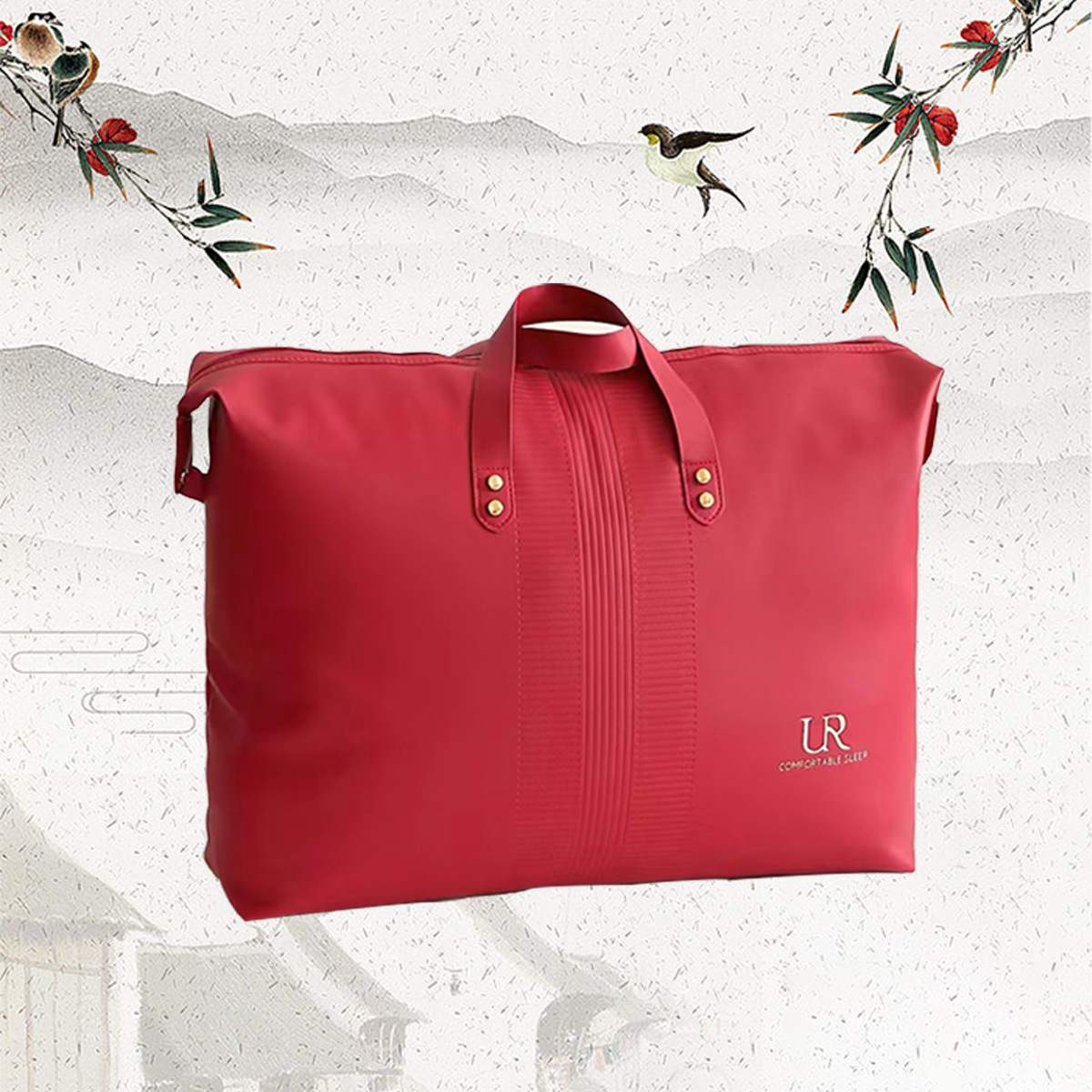 Boutique Silk Quilt Gift Bag Happy Quilt Packing Bag Quilt Storage Bag Premium Gift Bag Leather Red Wedding Quilt Gift Bag