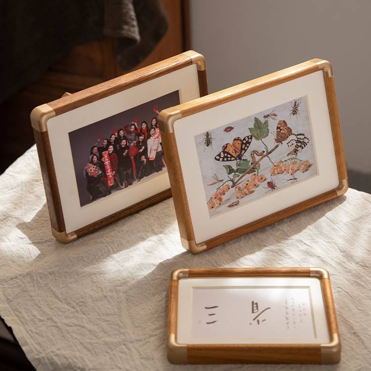 Picture of Solid Wood Photo Washing Made Photo Frame Set Table Simple 6 Family Photo Small Picture Frame Wall Frame Ornaments Walnut