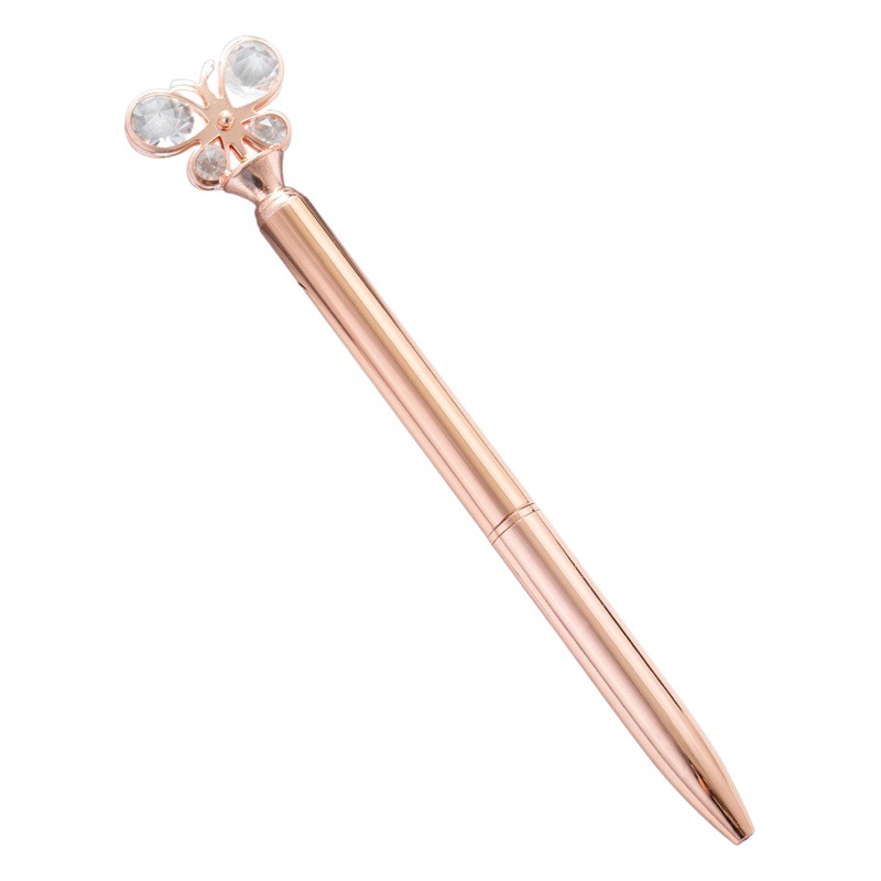Butterfly pen metal pen signature pen imitation gold rose gold gel pen student cute fresh metal pen Special