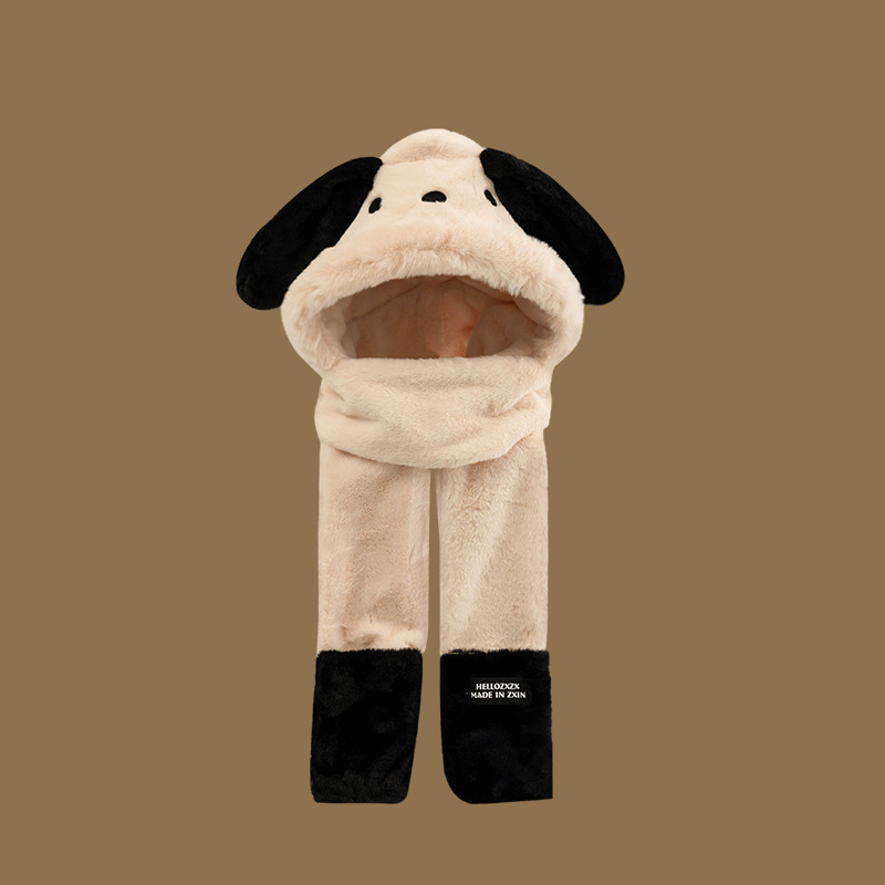 Picture of Winter plush hat scarf gloves one female rabbit autumn and winter three-piece cute thick scarf warm windproof