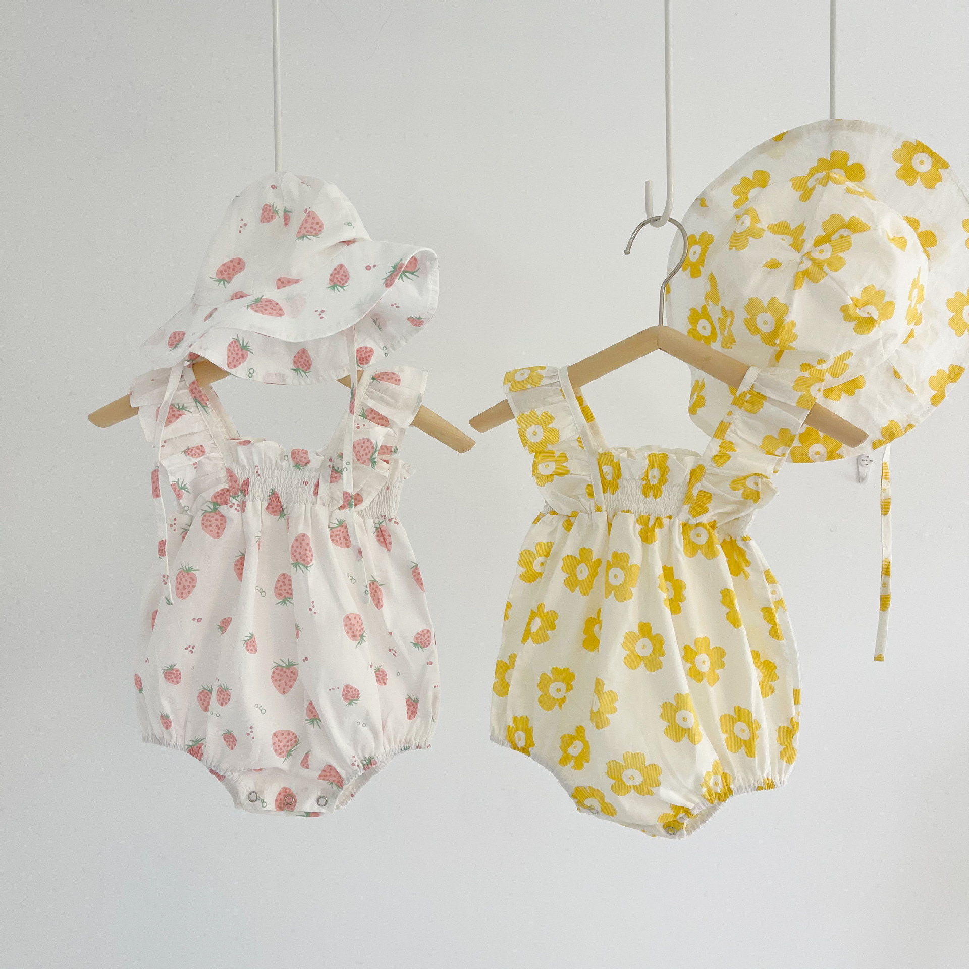 Ins Summer Korean Style Baby Girl's 1-3 Years Old Jumpsuit Small Fresh Sling Bag Fart Clothes Outing Clothes Climbing Clothes
