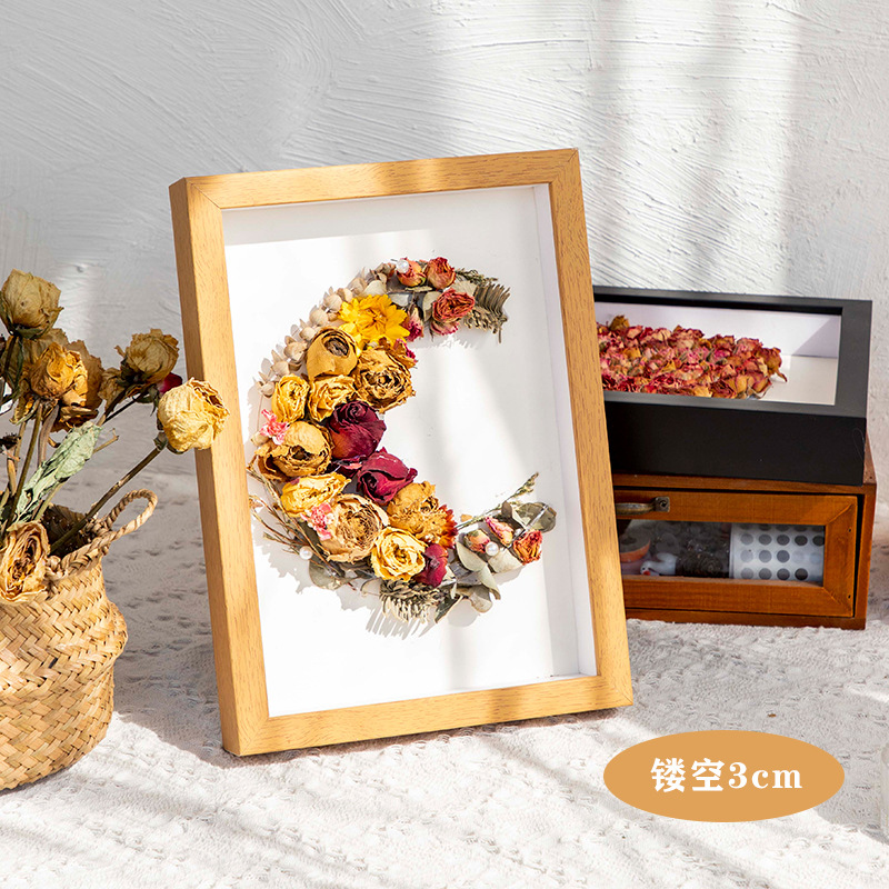 Picture of Factory wholesale dried flower photo frame stereo diy handmade paper towel rose hollow 3CM6CM specimen frame table