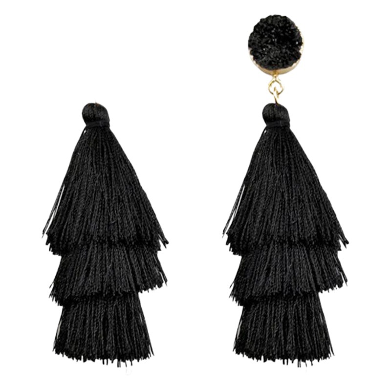 Yiwu hand-woven earrings European and American long tassel earrings female temperament earrings personality earrings jewelry wholesale