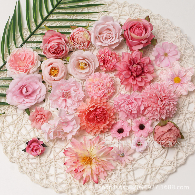 Pink simulation flower wedding shooting props handmade DIY hair accessories decoration Amazon flower box material