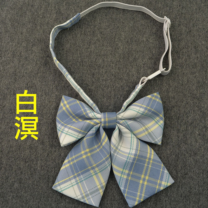 Picture of Hot-selling College Style Oka Pear Field Soot Black Bow Plaid Flat Horn JK Collar Bow Tie Shirt Accessories