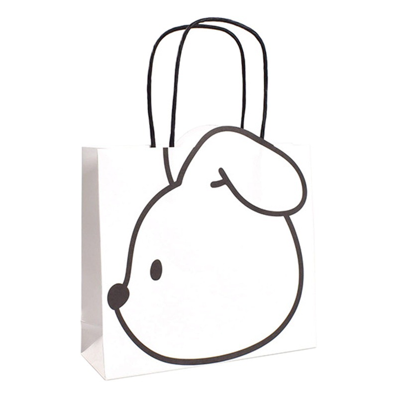 Creative Cartoon Simple Black and White Rabbit Hand Paper Bag Spot Thickened Kraft Paper Children's Day Gift Hand Bag