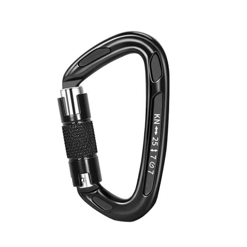 Picture of D-type automatic main lock 25KN aviation aluminum alloy D-type mountaineering buckle outdoor mountaineering automatic buckle rock climbing quick hanging hand lock