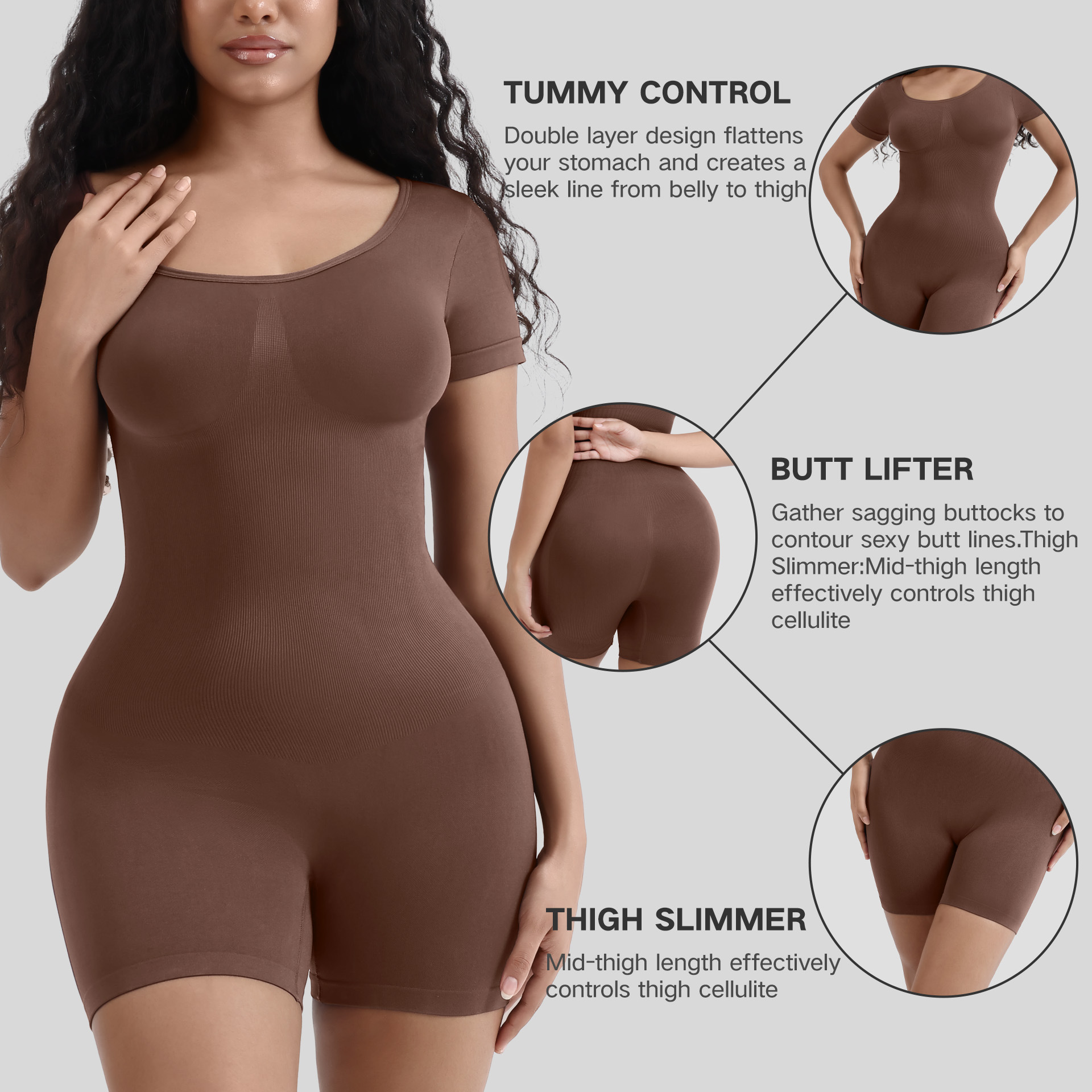 Picture of European and American-style Body Shaping jumpsuit Women's Body Shaping Waist Short-sleeved jumpsuit Seamless Spice Girl jumpsuit jumpsuit
