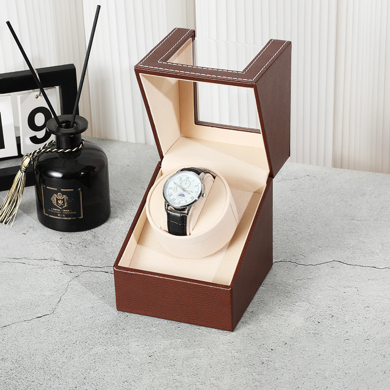 in stock leather watch shaker household mechanical watch shaker high-end automatic winding motor box watch packaging display box