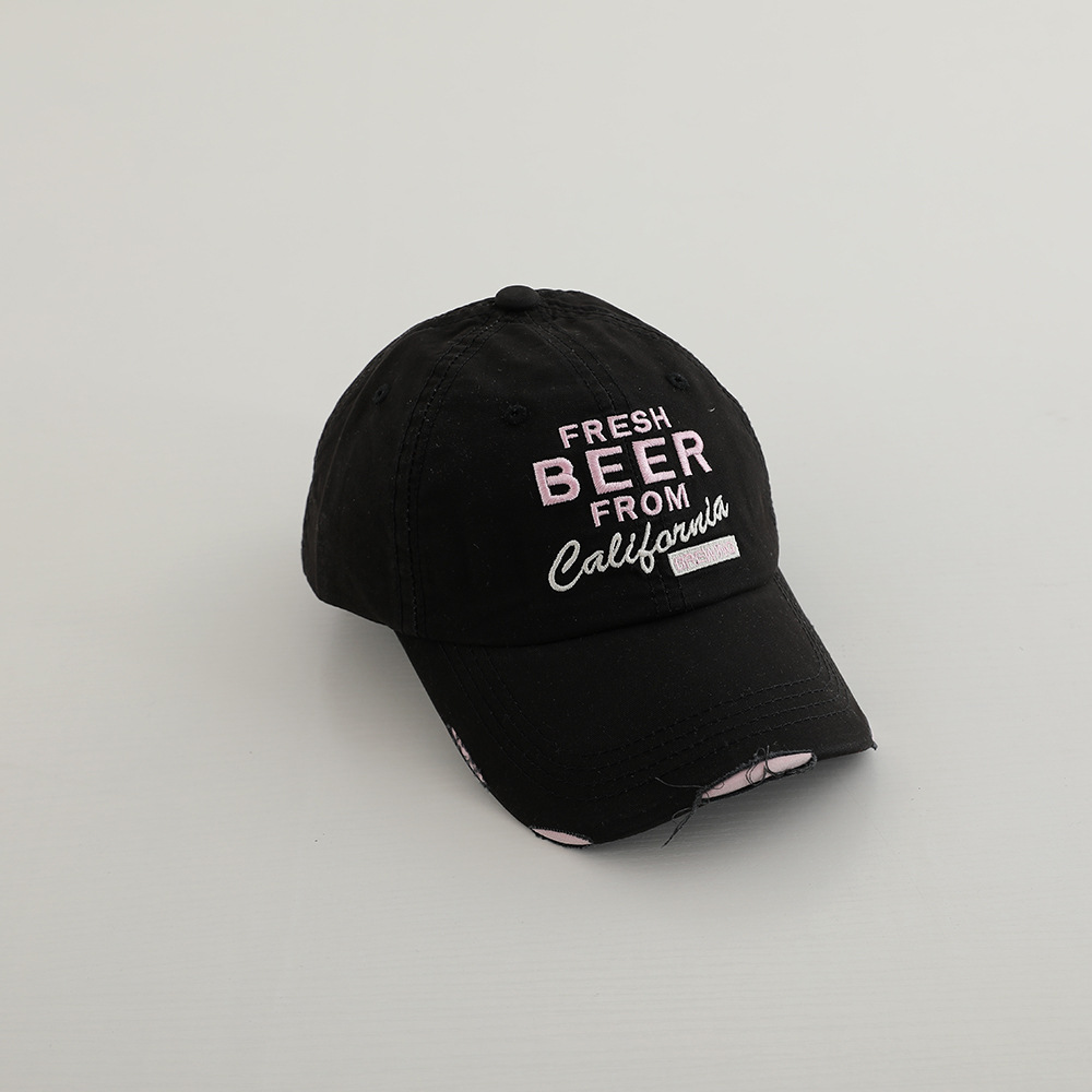 Picture of Niche Trendy Brand Old Hole Kidsren's Baseball Cap Korean Style Street Retro Color Versatile Baby Letter Peaked Cap