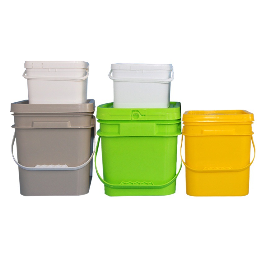Square plastic bucket 2-20 liters food packaging metal powder bucket easy open lid paint bucket with handle square bucket wholesale
