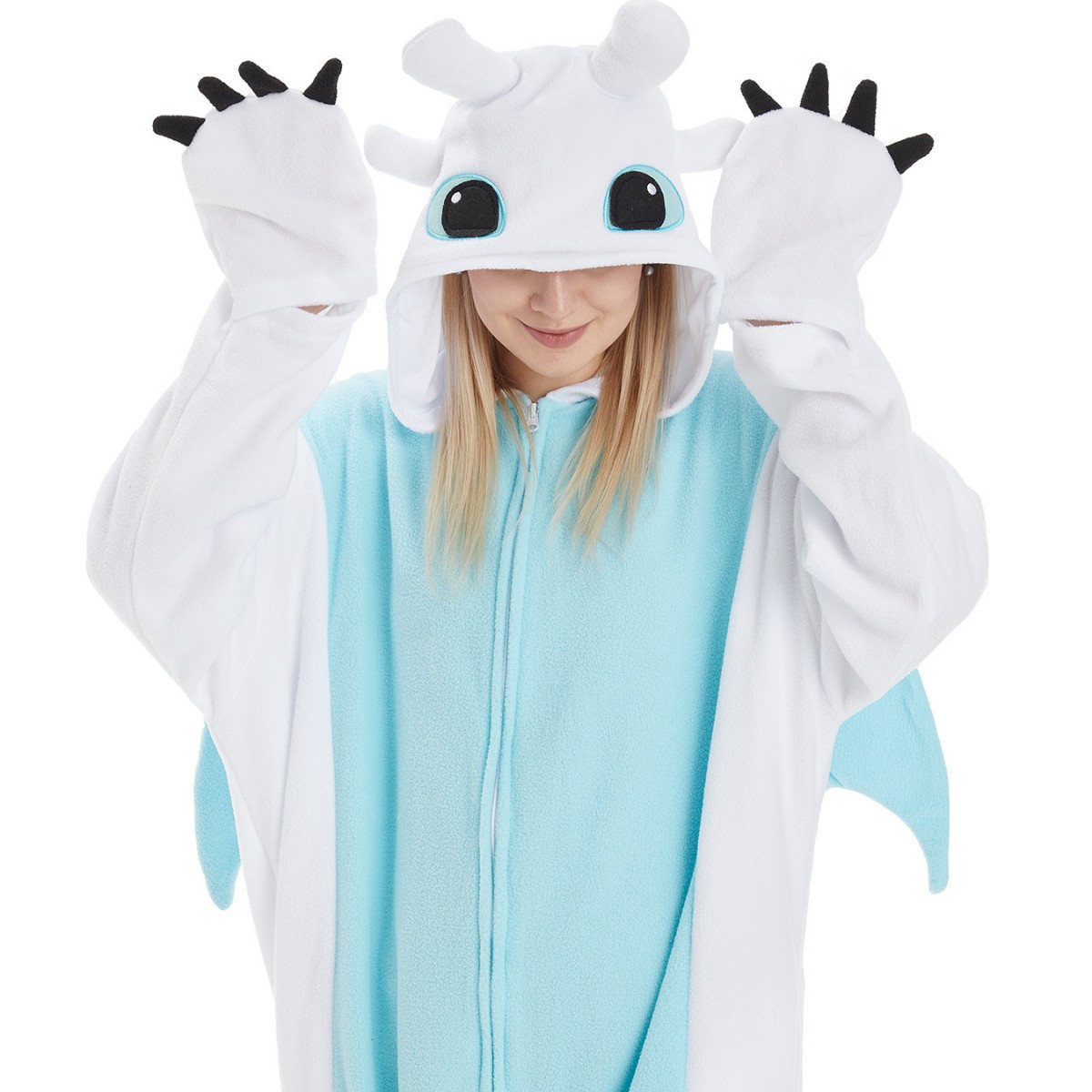 Cross-border Amazon for Dragon Training Cartoon Animal conjoined pajamas Black Dragon White Dragon Fleece Home Suit Couples