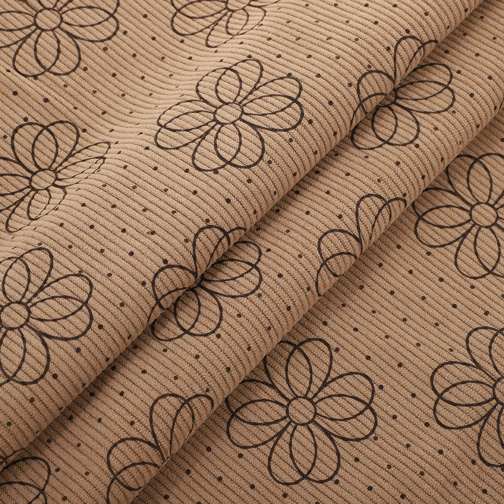 Picture of New laser Denim jacquard clothing fabric leather fabric burning flower cutting hollow laser printing cat whiskers wholesale