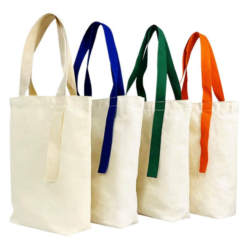 In stock blank canvas bag printed logo one shoulder portable pure cotton canvas bag shopping bag printing diy wholesale