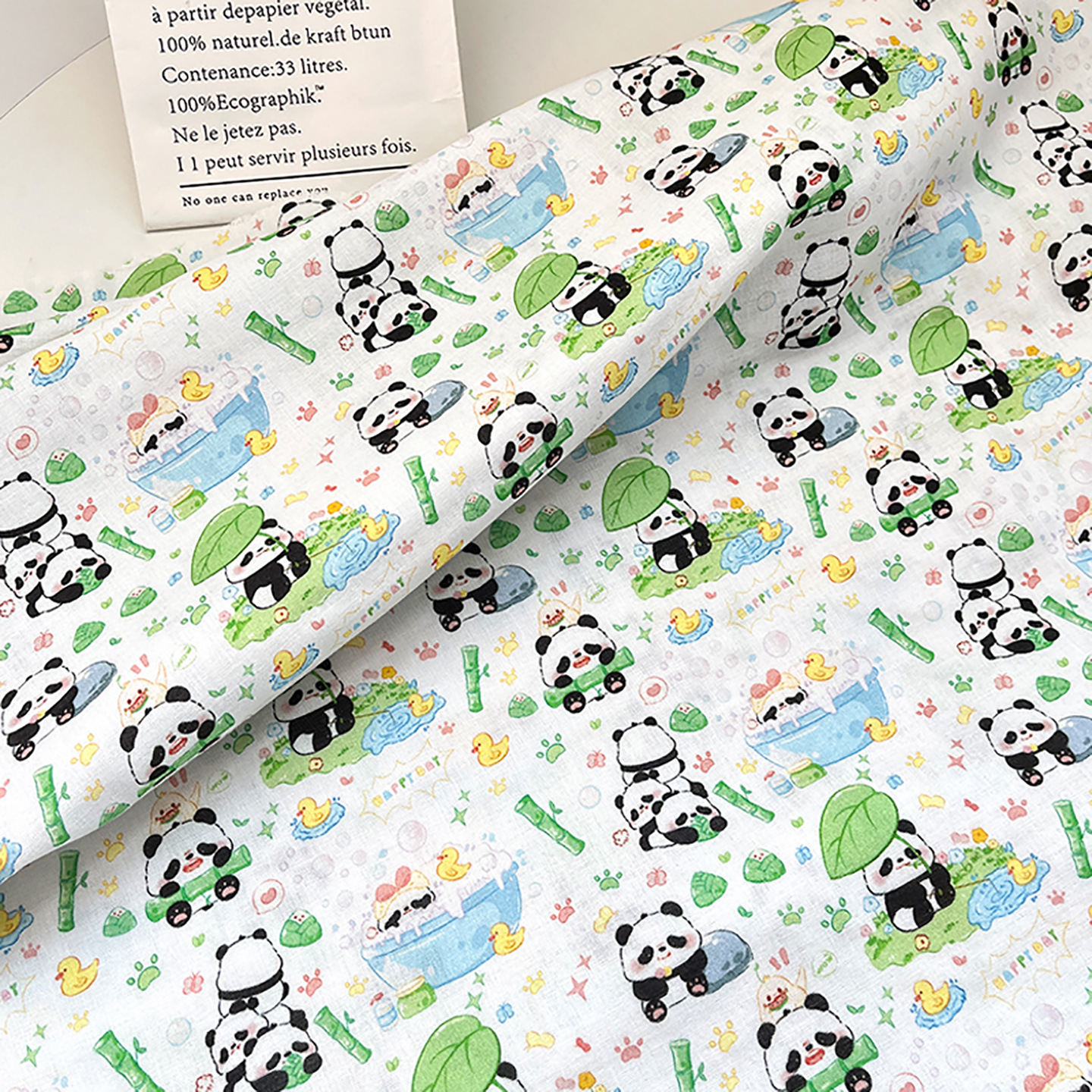 Panda Bamboo 1.0m Price Cotton Fabric Mother and Baby Grade Double Layer Gauze Fabric Printed Baby Clothing Pajamas Fabric