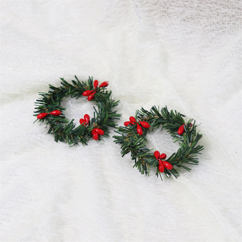 Little Red Fruit PVC Pine Needle Small Ring European and American Christmas Decoration Low Price Cross Border AliExpress Candlestick Ring Napkin Ring
