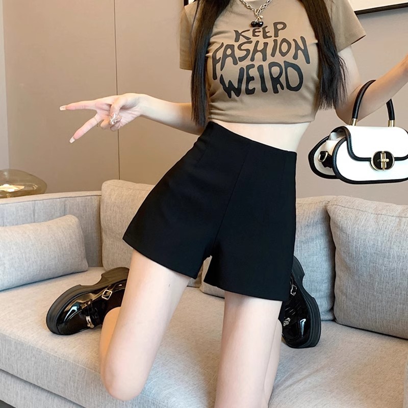 High Waist A- line Stretch Shorts 2024 Summer New Tight-fit Comfortable Outer Wear Anti-running Three-point Base Hot Pants