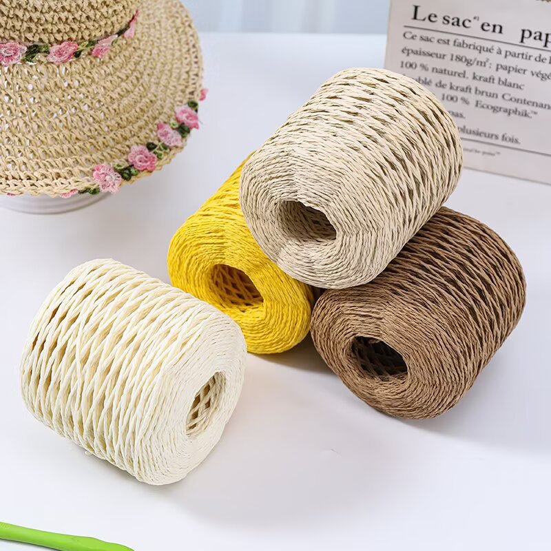 Multicolor eco-friendly straw paper Raffia straw rope handmade woven straw hat bag gift packaging paper rope DIY straw woven material