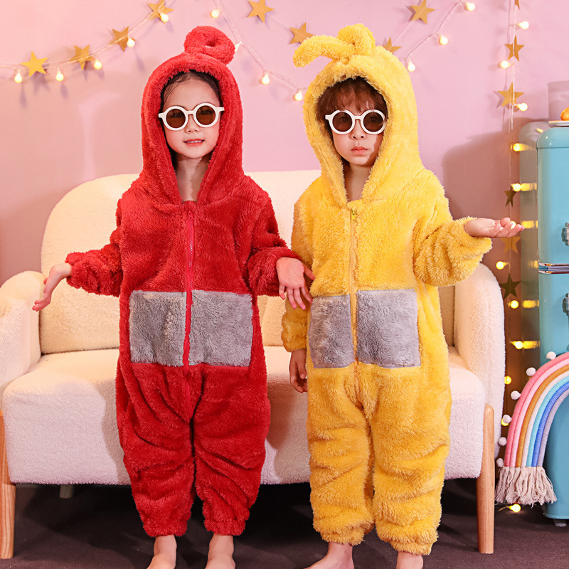 Picture of Autumn and Winter Children's Flannel Pajamas for Boys and Girls Boys' Baby Kick-proof Thickened Coral Fleece One-piece Home Clothes