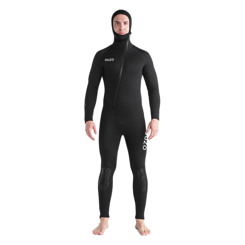 5mm diving suit men's one-piece hooded padded warm diving suit winter bathing suit surfing suit snorkeling suit manufacturers wholesale