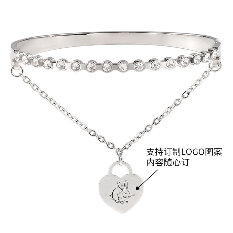 Picture of Stainless steel letter bracelet women fashion love Rome tag bracelet titanium steel buckle bracelet wholesale