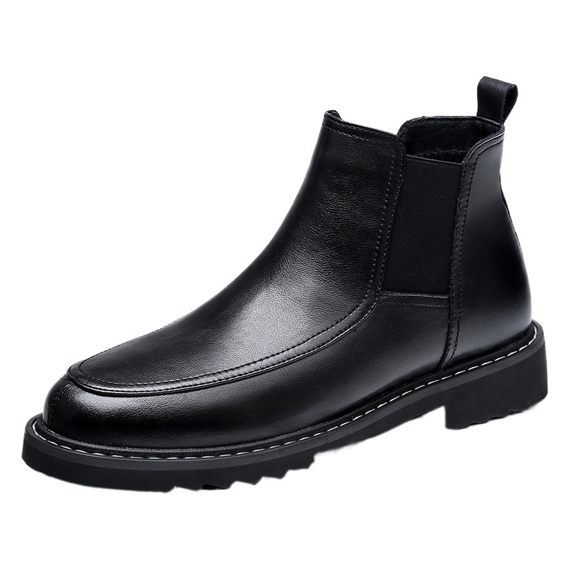 2024 Autumn and Winter New Black Martin Boots Genuine Leather Mid-Calf Chelsea Boots Premium Short Boots Men's Casual Leather Boots