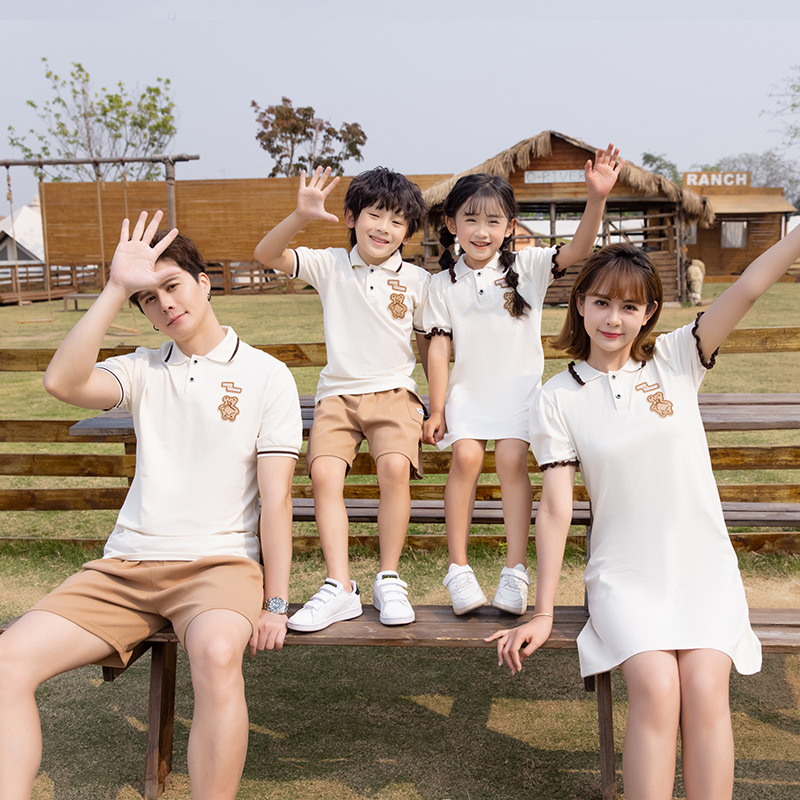 Picture of 2024 Summer Family Clothing New Polo Mother-Daughter Dress Family of Three and Four Short-Sleeved Suits Family Clothing