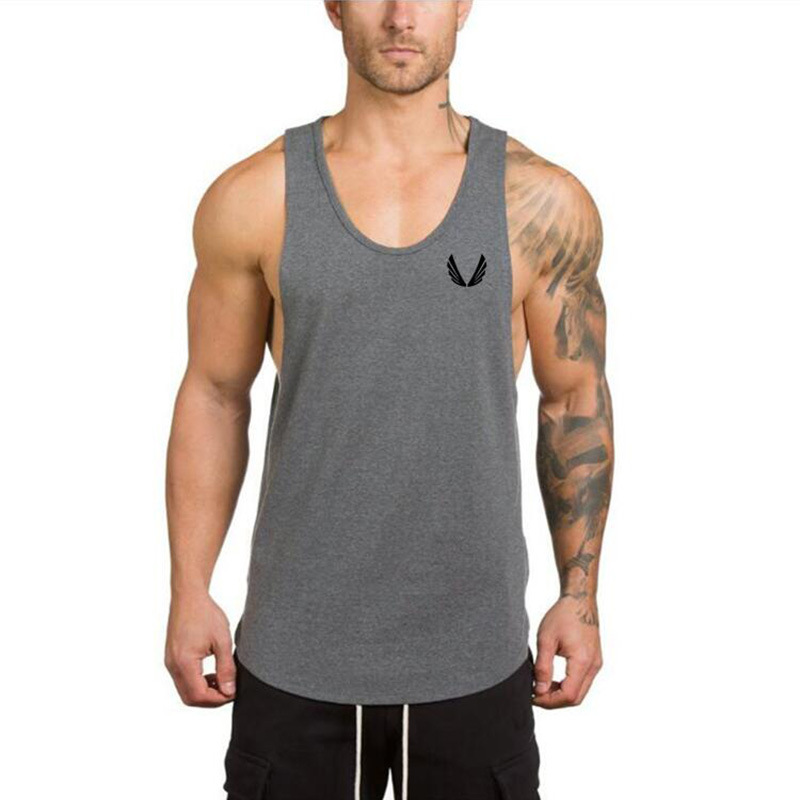 ebay/wish/AliExpress popular pure cotton men's sports sweat vest bodybuilding fitness printed vest