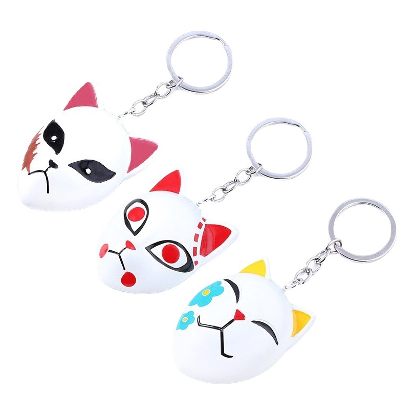 Demon Slayer: Kimetsu No Yaiba Kamado Tanjiro Fox Mask Keychain Nezuko Protagonist Fox Mask Metal Pendant
