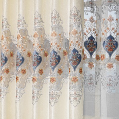Picture of European-style high-end simple hollow water-soluble embroidered curtain yarn wholesale finished living room bedroom curtain balcony bay window
