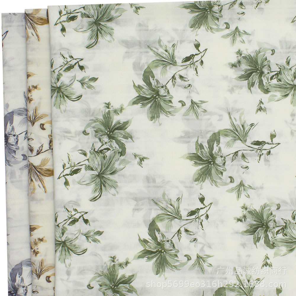 Big Bubble Three Spray Plaid Print Japanese and Korean Shattered Flower Chiffon Printed Cloth Spring and Summer Women's Slip Skirt dress Fabric