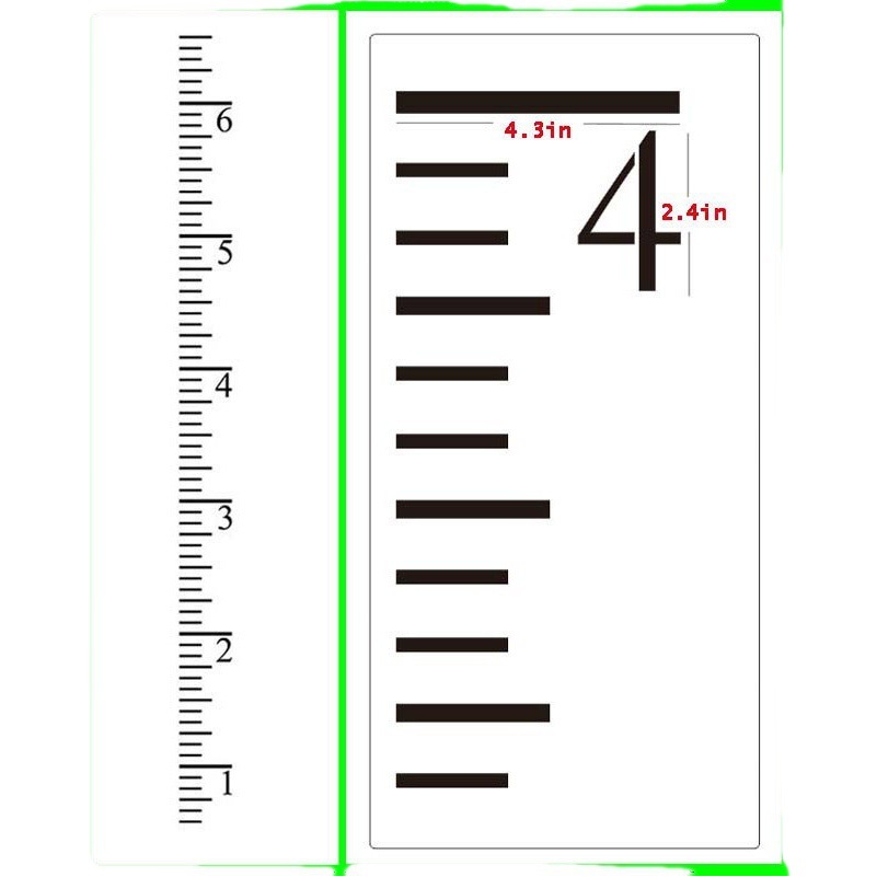 Cross-border new hot-selling inch scale template 7 feet hollow plastic ruler growth chart ruler template