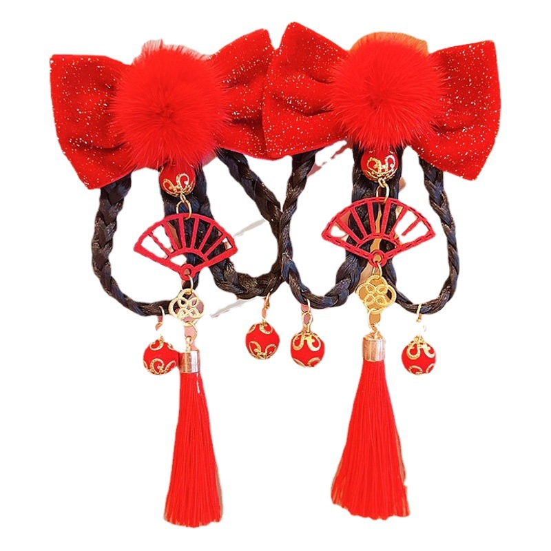 Girls' Baby New Year Headwear Chinese Style Hairpin Head Flower Children's Hanfu Hair Accessories Antique New Year Hairpin for Little Girls