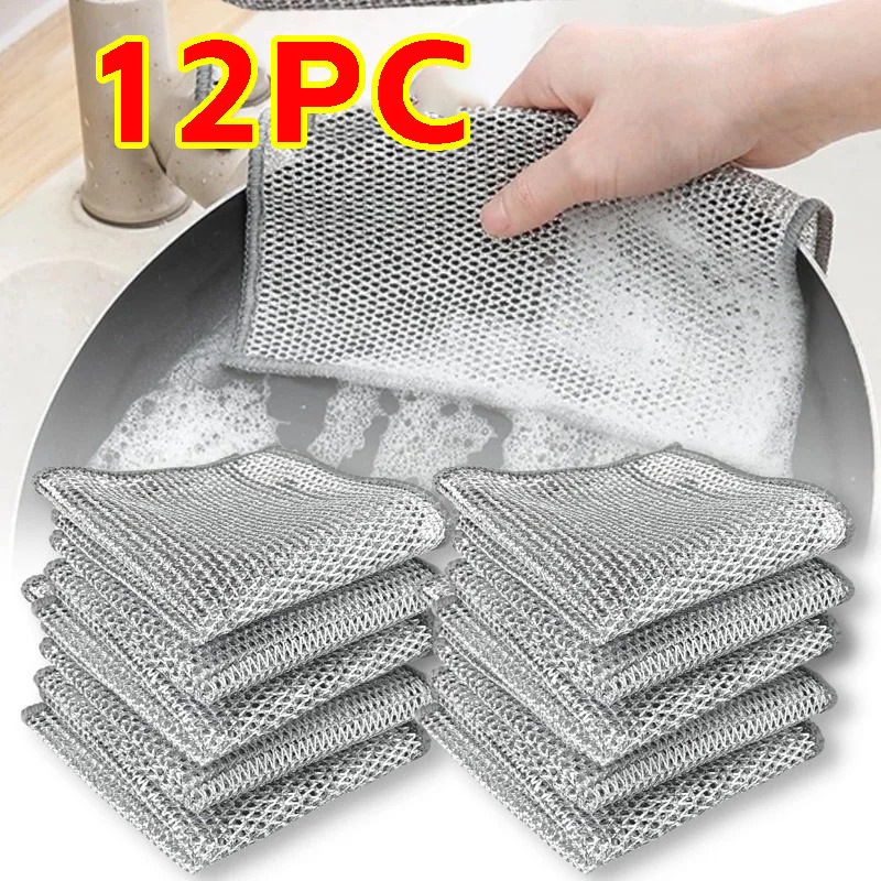 Opp bag packaging single layer double layer silver composite cloth instead of steel wire kitchen steel wire dishwashing cloth scouring pad