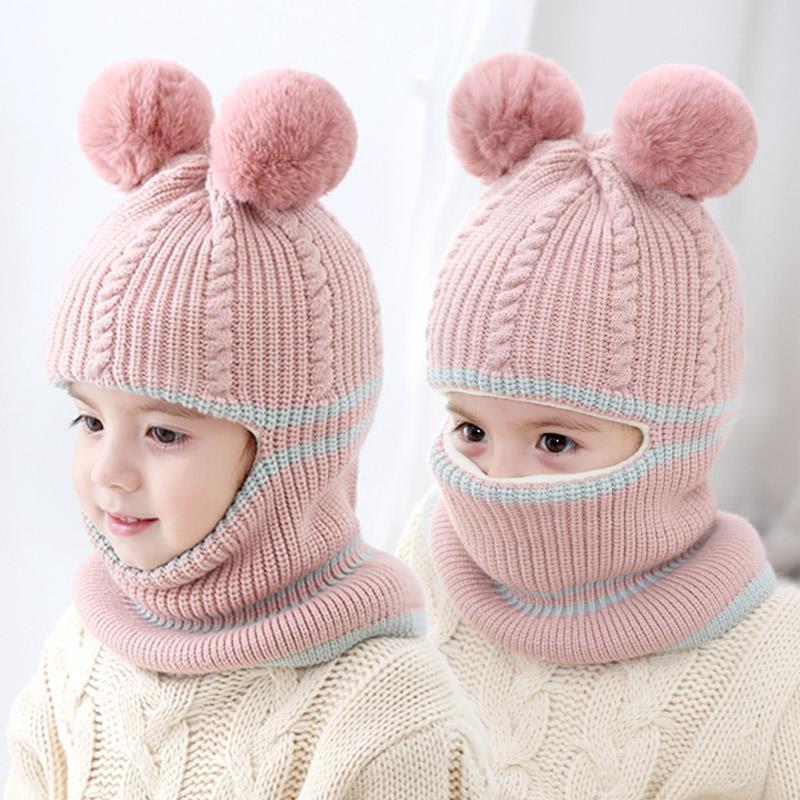 Picture of Children's Hat Autumn and Winter Thickeneded Velvet Warm Woolen Hat 1-2-5 Years Old Boys and Girls Baby Neck Scarf Face Protection Hat